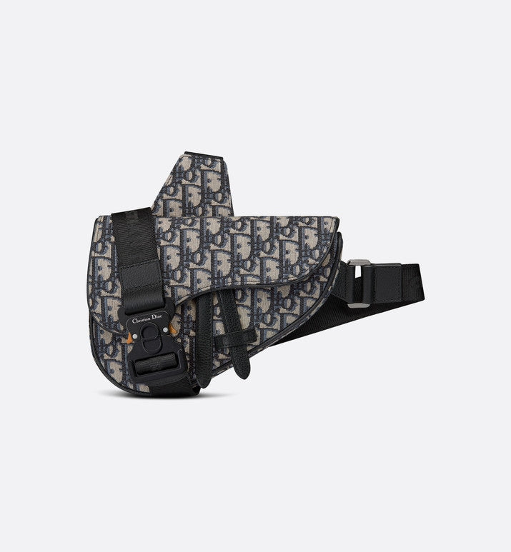 Mini Saddle Bag • Beige and Black Dior Oblique Jacquard