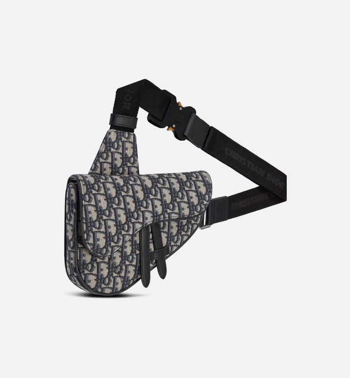 Mini Saddle Bag • Beige and Black Dior Oblique Jacquard