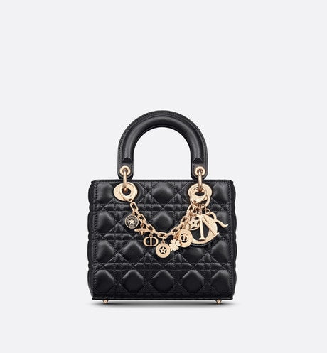 30 Montaigne Bag Charm • Gold-Finish Metal and Black Lacquer