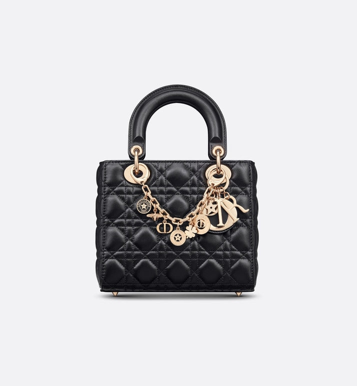 30 Montaigne Bag Charm • Gold-Finish Metal and Black Lacquer