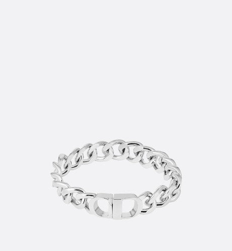 CD Icon Chain Link Bracelet • Silver-Finish Brass