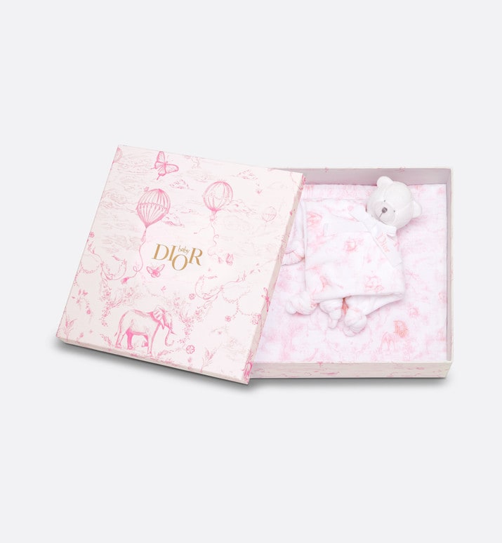 Toile de Jouy Newborn Gift Set • Pale Pink and White Muslin, Interlock and Cotton Velvet