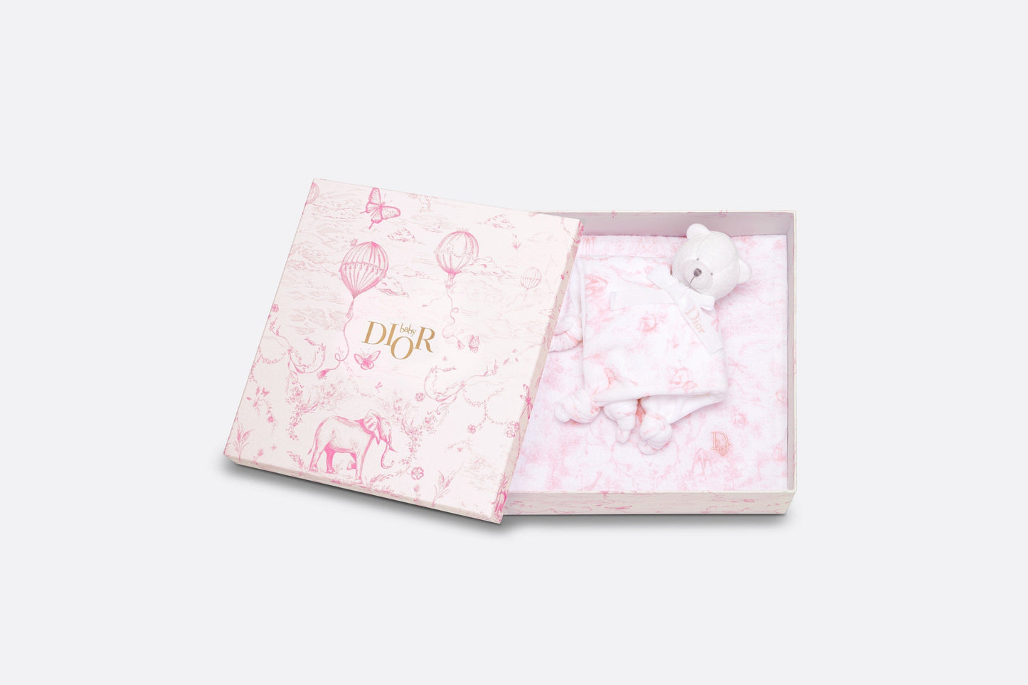Toile de Jouy Newborn Gift Set • Pale Pink and White Muslin, Interlock and Cotton Velvet