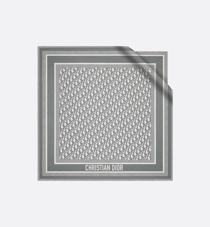 Dior Oblique Diortwin 70 Square Scarf • Gray Silk Twill