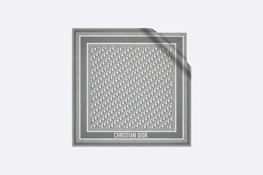 Dior Oblique Diortwin 70 Square Scarf • Gray Silk Twill