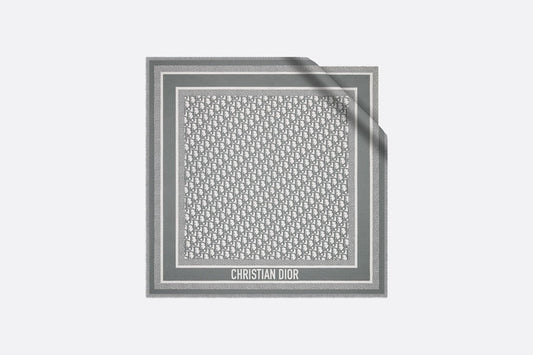 Dior Oblique Diortwin 70 Square Scarf • Gray Silk Twill