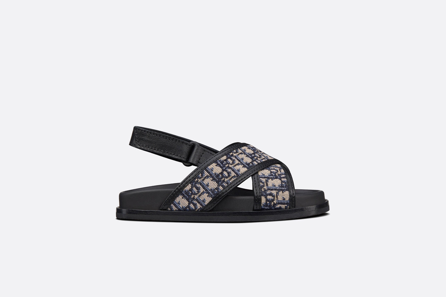 Baby Sandal • Deep Blue Calfskin and Dior Oblique Canvas