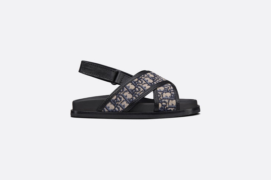 Baby Sandal • Deep Blue Calfskin and Dior Oblique Canvas