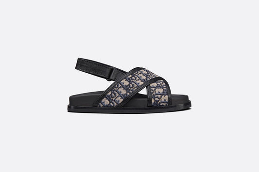 Baby Sandal • Deep Blue Calfskin and Dior Oblique Canvas