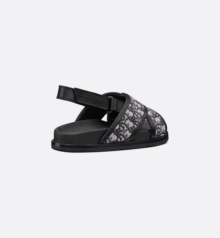 Baby Sandal • Deep Blue Calfskin and Dior Oblique Canvas