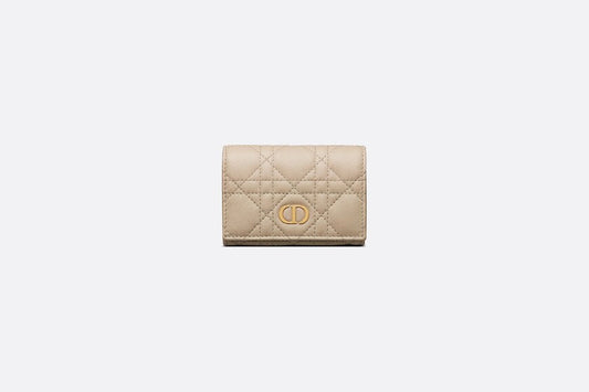 Dior Caro XS Wallet • Sand-Colored Supple Cannage Calfskin