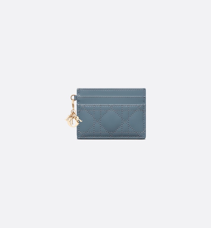Lady Dior Five-Slot Card Holder • Cloud Blue Patent Cannage Calfskin