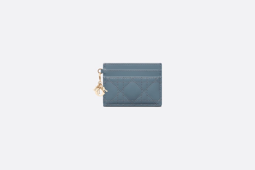 Lady Dior Five-Slot Card Holder • Cloud Blue Patent Cannage Calfskin