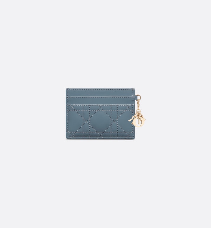 Lady Dior Five-Slot Card Holder • Cloud Blue Patent Cannage Calfskin