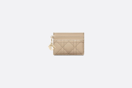 Lady Dior Five-Slot Card Holder • Sand-Colored Patent Cannage Calfskin