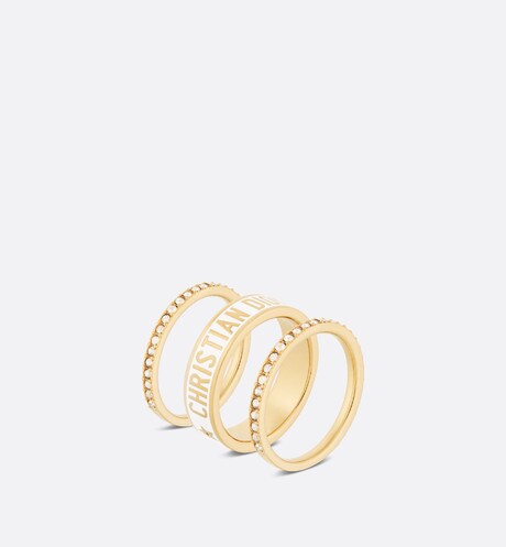 Dior Code Ring Set • Gold-Finish Metal and Silver-Tone Crystals with White Lacquer
