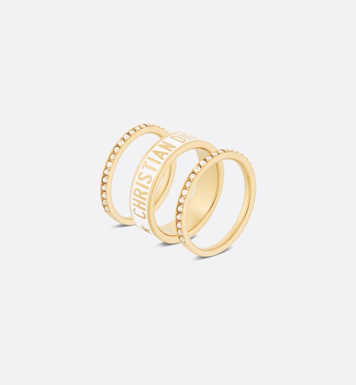 Dior Code Ring Set • Gold-Finish Metal and Silver-Tone Crystals with White Lacquer