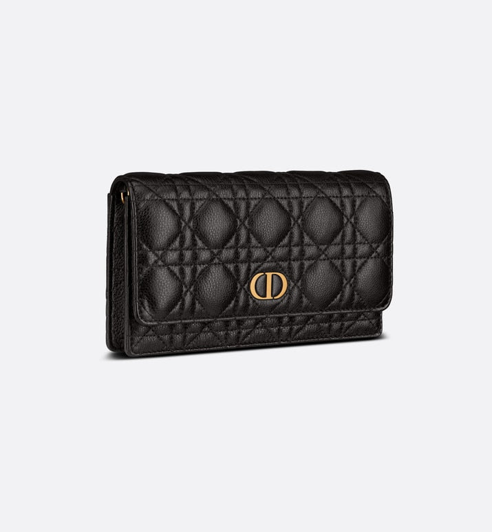Dior Caro Pouch • Black Supple Cannage Calfskin