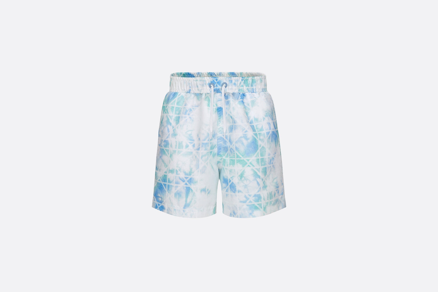 Kid's Swim Shorts • Green and Blue Cannage Technical Canvas with Tie-Dye Print