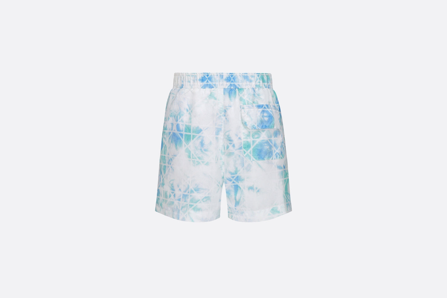 Kid's Swim Shorts • Green and Blue Cannage Technical Canvas with Tie-Dye Print