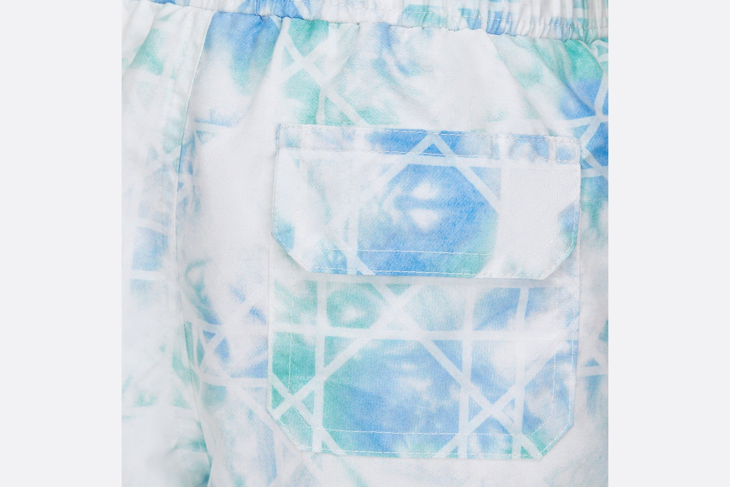 Kid's Swim Shorts • Green and Blue Cannage Technical Canvas with Tie-Dye Print