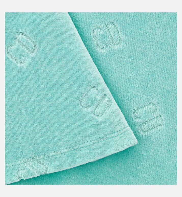 Baby A-Line Dress • Turquoise Velvet Jersey Jacquard with 'CD' Motif