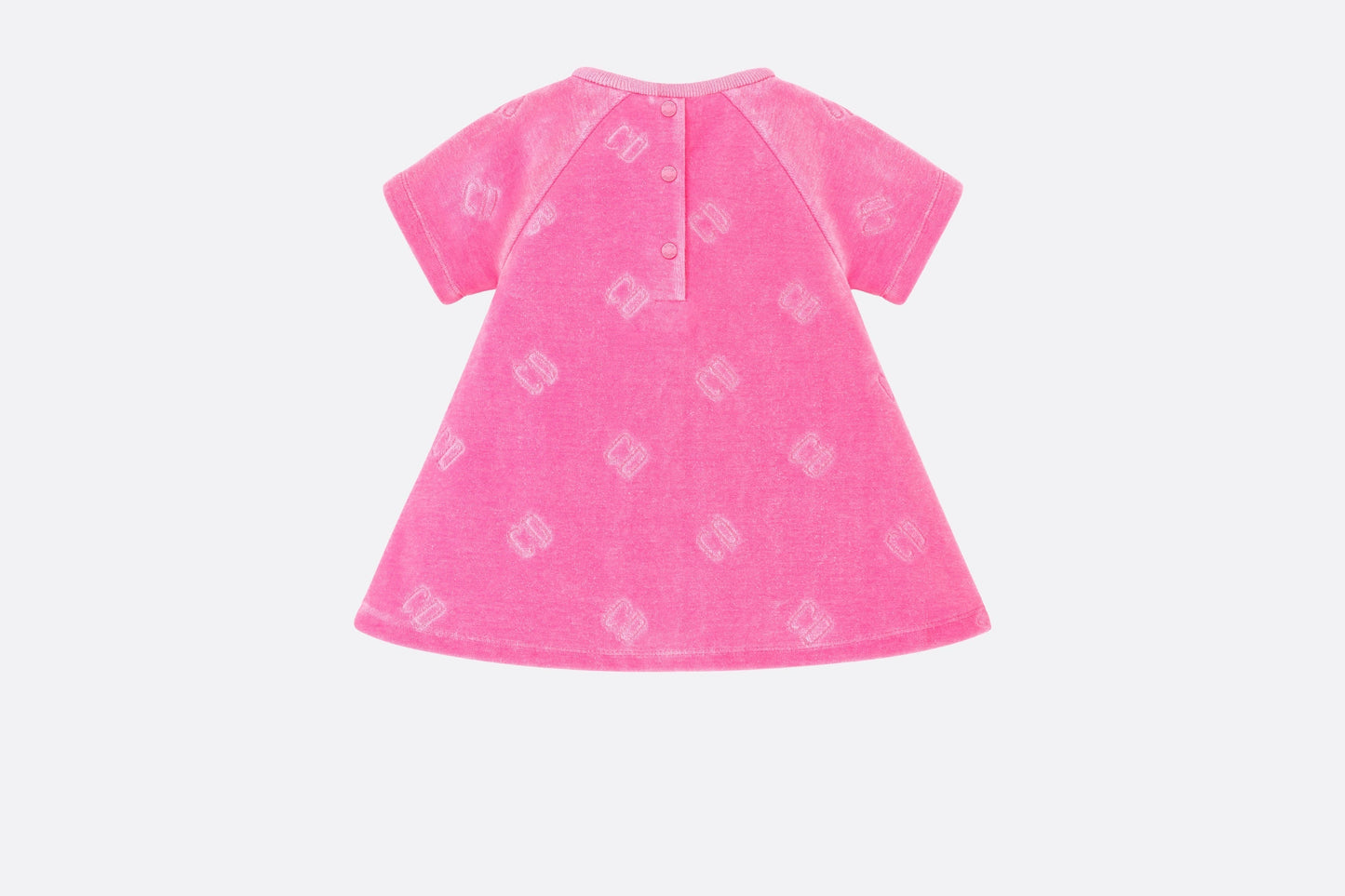 Baby A-Line Dress • Fuchsia Pink Velvet Jersey Jacquard with 'CD' Motif