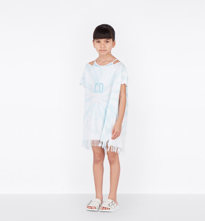 Kid's Dress • Pale Blue Tie-Dye Cotton Jersey