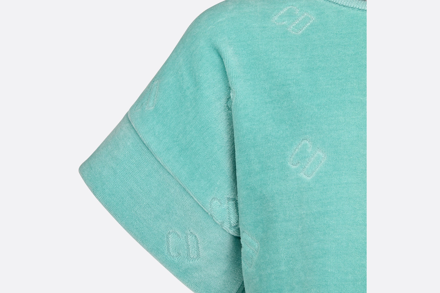 Kid's A-Line Dress • Turquoise Velvet Jersey Jacquard with 'CD' Motif
