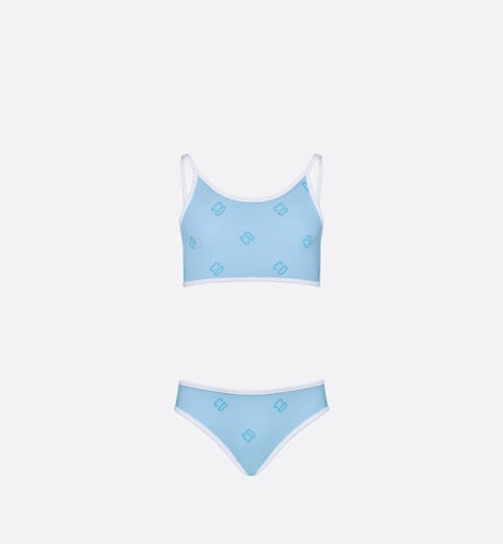 Kid's Two-Piece Swimsuit • Pale Blue 'CD' Technical Fabric