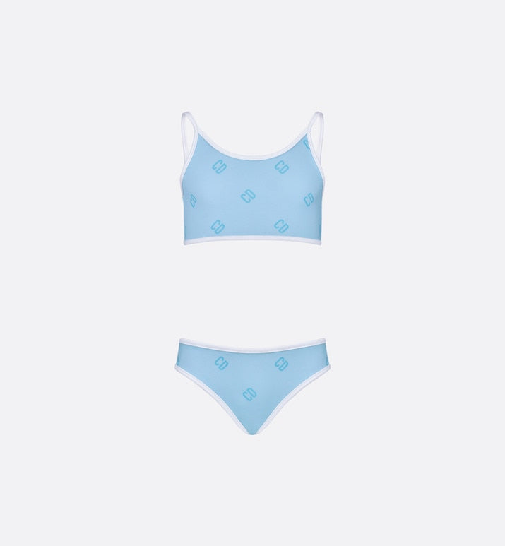 Kid's Two-Piece Swimsuit • Pale Blue 'CD' Technical Fabric
