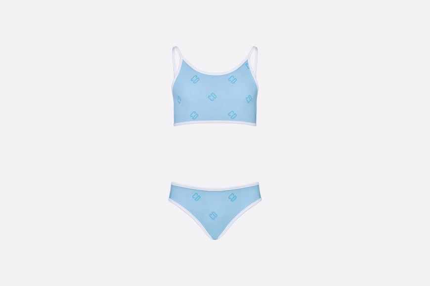 Kid's Two-Piece Swimsuit • Pale Blue 'CD' Technical Fabric