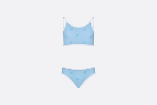 Kid's Two-Piece Swimsuit • Pale Blue 'CD' Technical Fabric