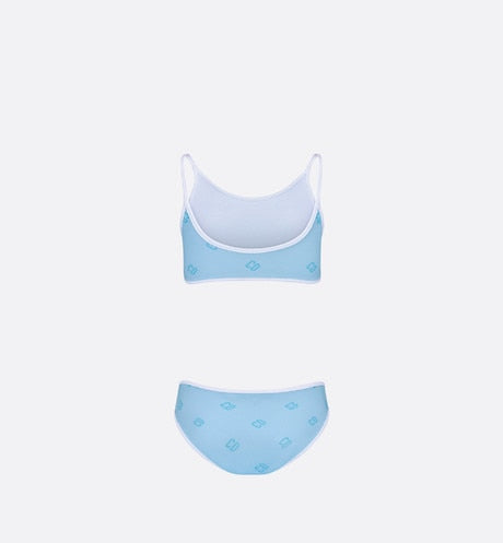 Kid's Two-Piece Swimsuit • Pale Blue 'CD' Technical Fabric