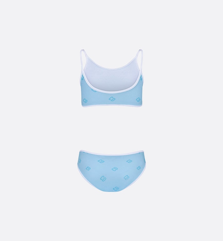 Kid's Two-Piece Swimsuit • Pale Blue 'CD' Technical Fabric