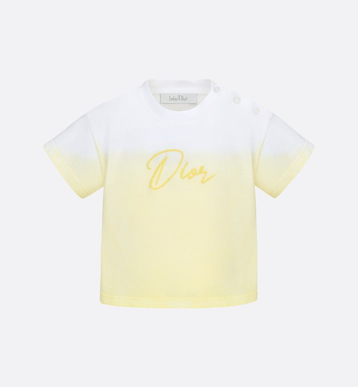 Baby T-Shirt • White Cotton Jersey with Yellow Dip-Dye