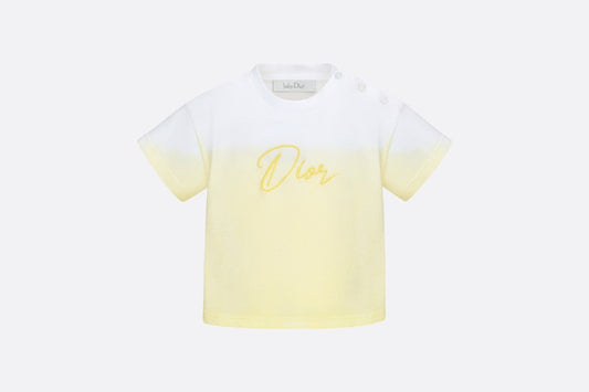 Baby T-Shirt • White Cotton Jersey with Yellow Dip-Dye