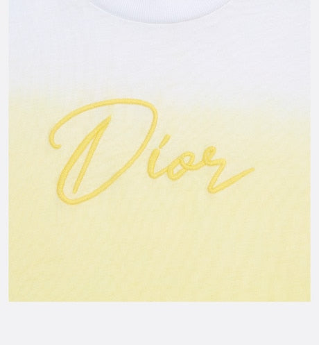 Baby T-Shirt • White Cotton Jersey with Yellow Dip-Dye