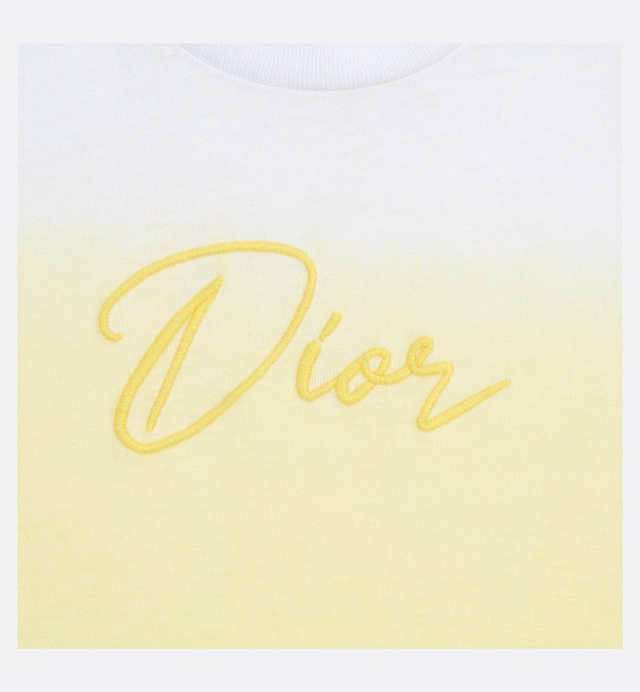 Baby T-Shirt • White Cotton Jersey with Yellow Dip-Dye