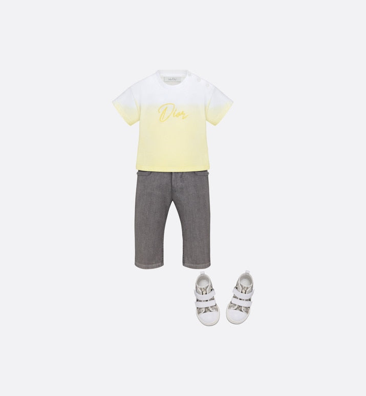 Baby T-Shirt • White Cotton Jersey with Yellow Dip-Dye