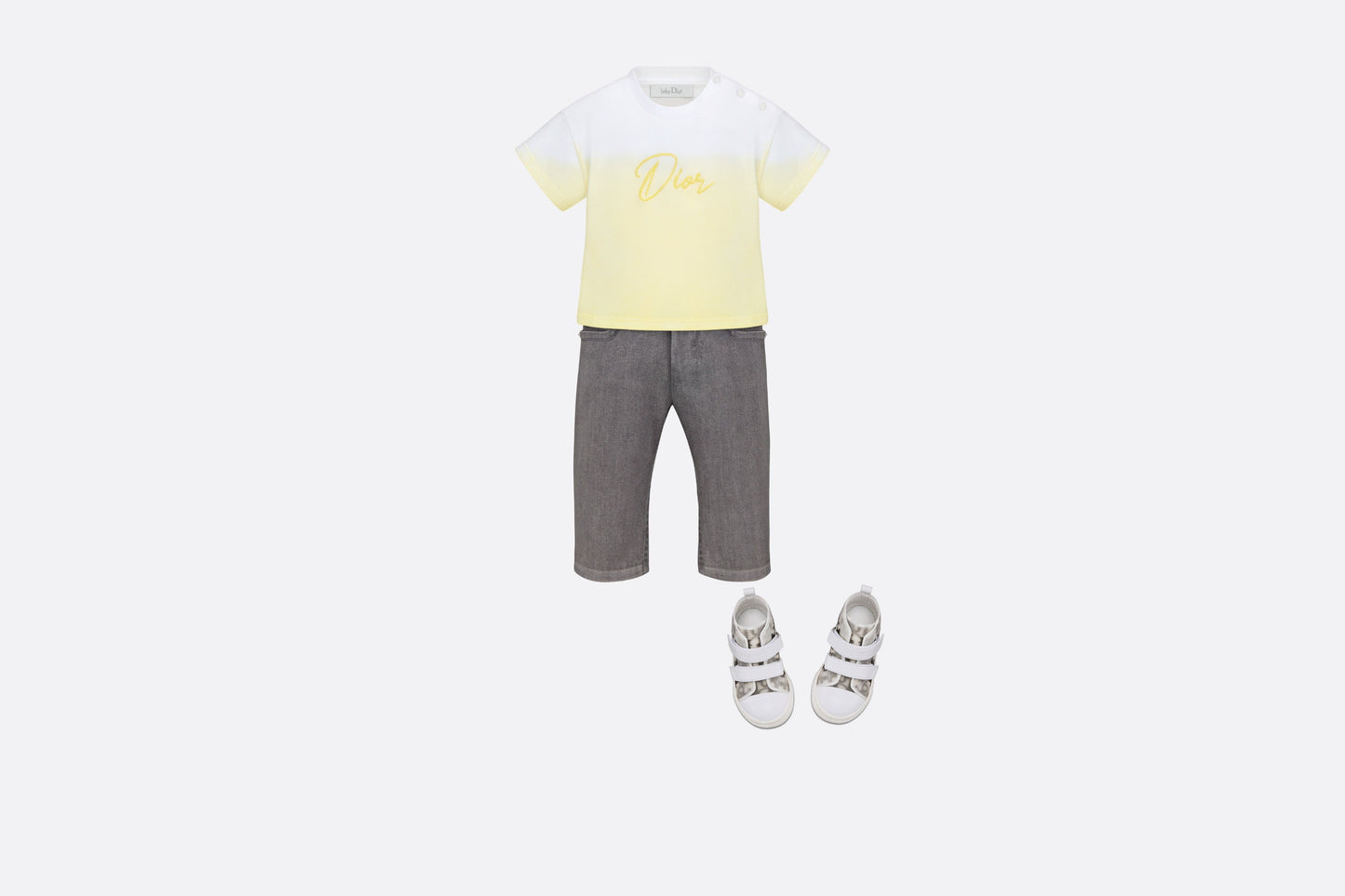 Baby T-Shirt • White Cotton Jersey with Yellow Dip-Dye