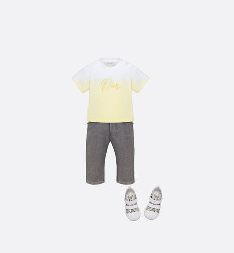 Baby T-Shirt • White Cotton Jersey with Yellow Dip-Dye