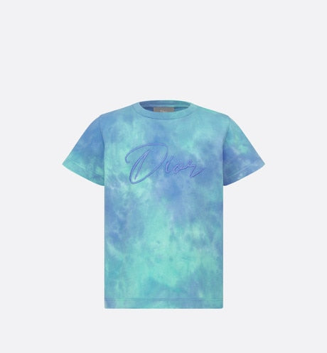 Kid's T-Shirt • Green and Blue Tie-Dye Cotton Jersey