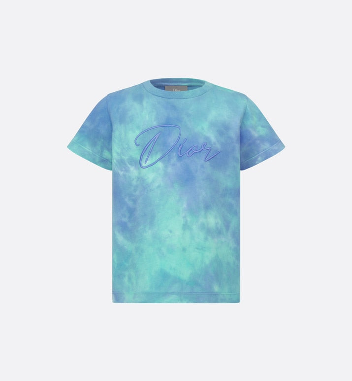 Kid's T-Shirt • Green and Blue Tie-Dye Cotton Jersey