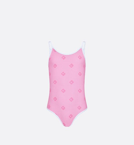 Kid's One-Piece Swimsuit • Pink 'CD' Printed Technical Fabric