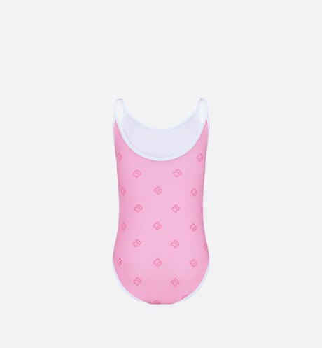 Kid's One-Piece Swimsuit • Pink 'CD' Printed Technical Fabric