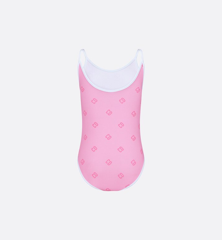 Kid's One-Piece Swimsuit • Pink 'CD' Printed Technical Fabric