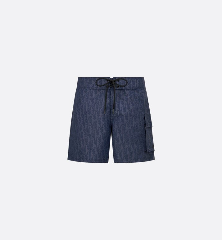 Dior Oblique Swim Shorts • Deep Blue Technical Canvas