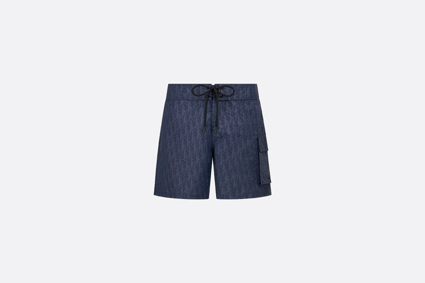 Dior Oblique Swim Shorts • Deep Blue Technical Canvas