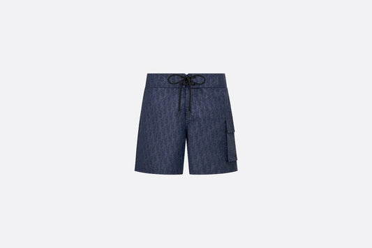 Dior Oblique Swim Shorts • Deep Blue Technical Canvas
